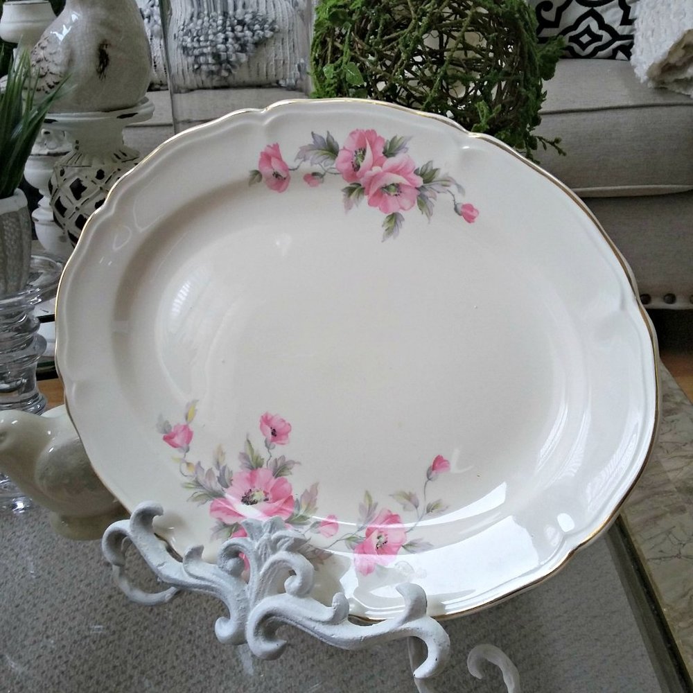 PRETTY Vintage EDWIN Knowles Gold TRIM Platter